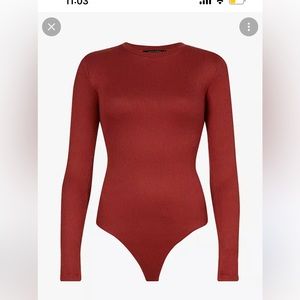 All Saints Brick Red Ribbed Bodysuit